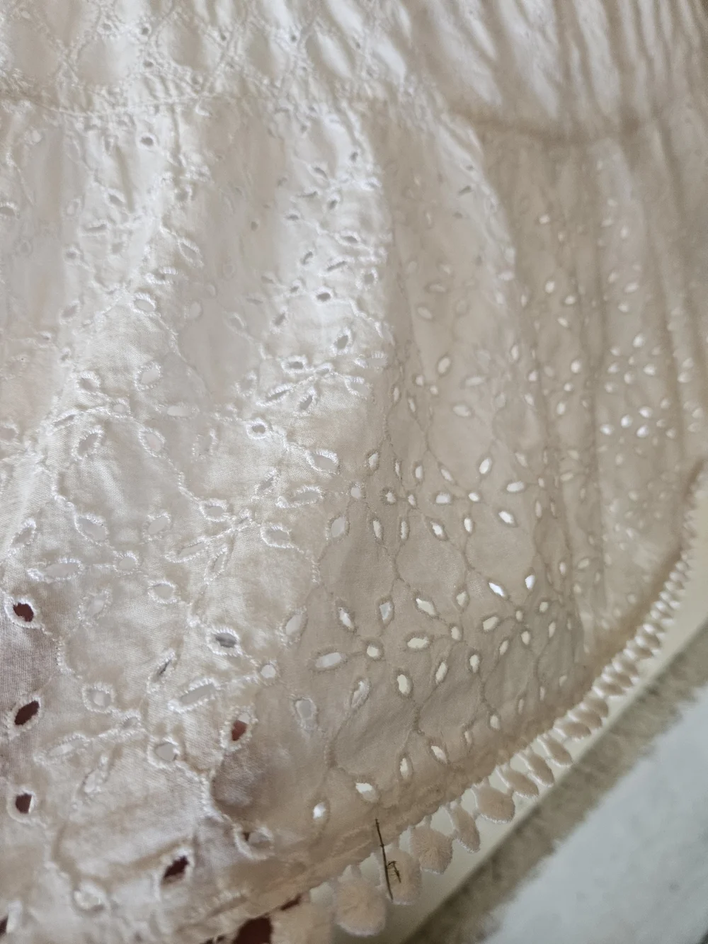 Cat & Jack Girls White Smocked Eyelet Lace Tiered Midi Dress Medium 7/8